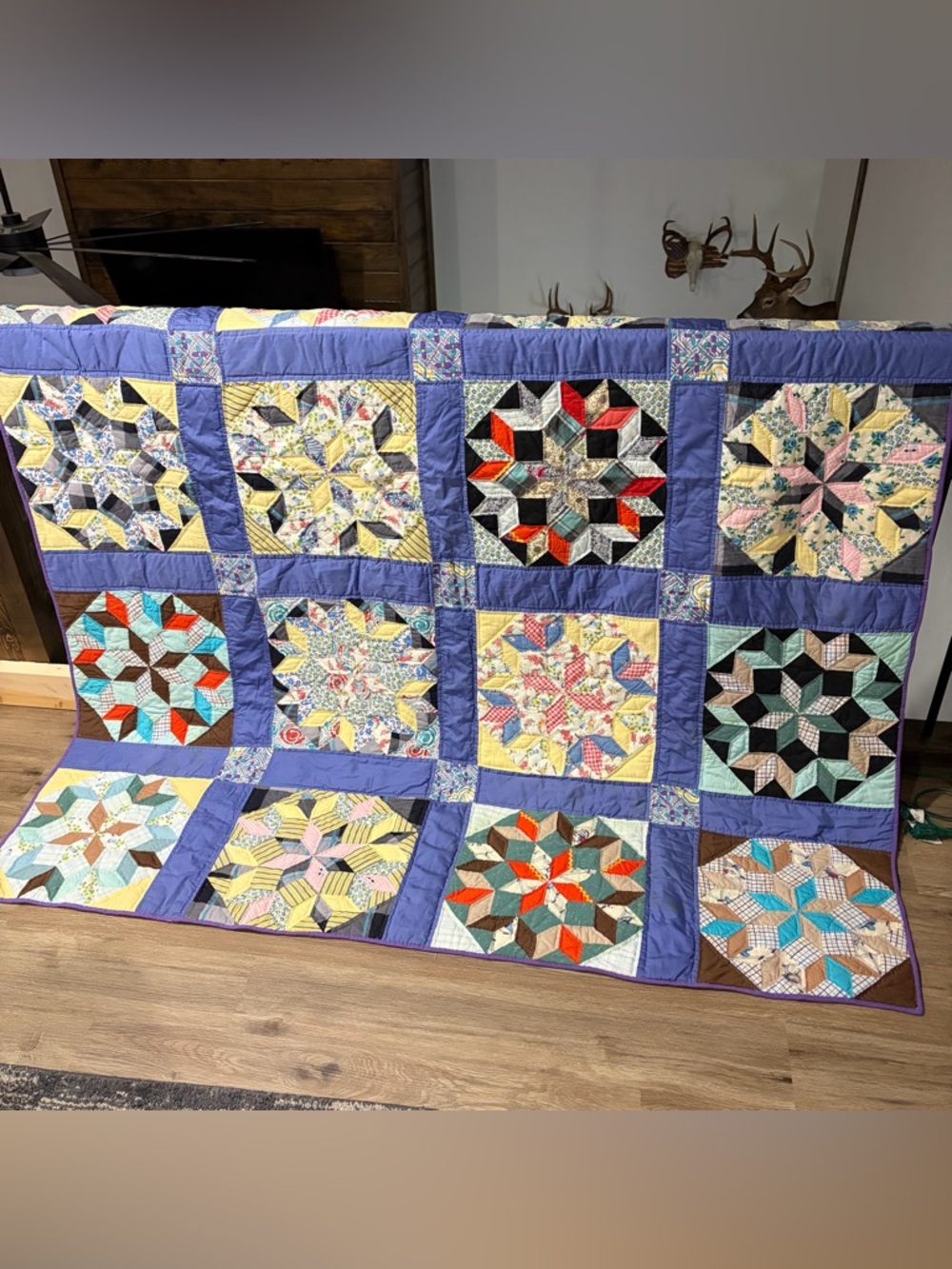Handmade Patchwork Quilted Bedspread in Multicolor